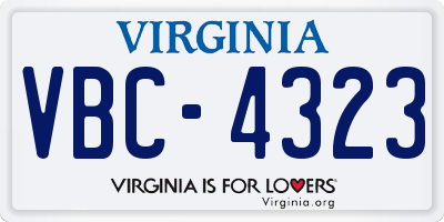 VA license plate VBC4323