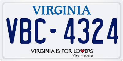 VA license plate VBC4324
