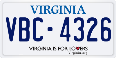 VA license plate VBC4326