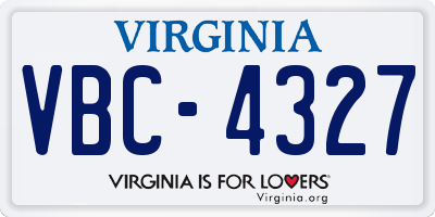 VA license plate VBC4327