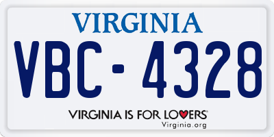 VA license plate VBC4328