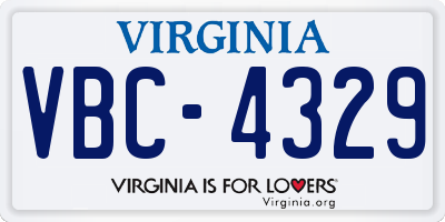 VA license plate VBC4329