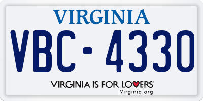 VA license plate VBC4330