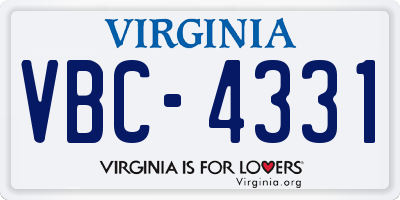 VA license plate VBC4331