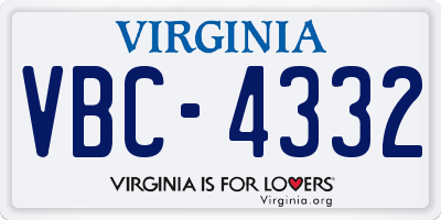 VA license plate VBC4332