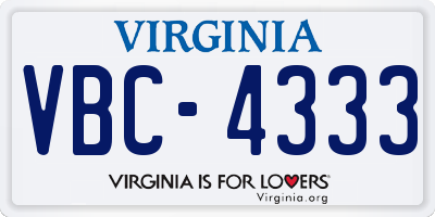 VA license plate VBC4333