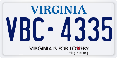 VA license plate VBC4335