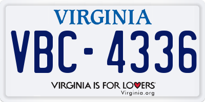 VA license plate VBC4336