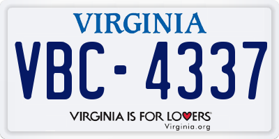 VA license plate VBC4337