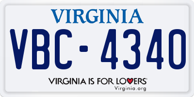 VA license plate VBC4340