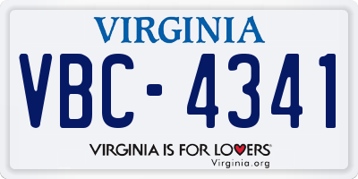 VA license plate VBC4341