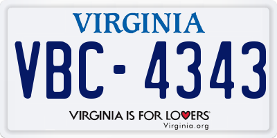 VA license plate VBC4343