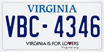 VA license plate VBC4346