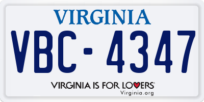 VA license plate VBC4347