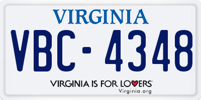 VA license plate VBC4348