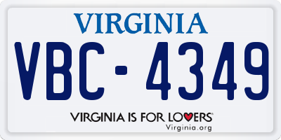 VA license plate VBC4349