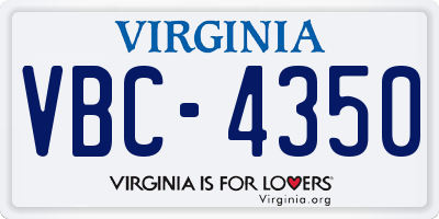 VA license plate VBC4350
