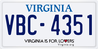 VA license plate VBC4351