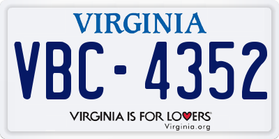 VA license plate VBC4352