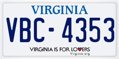 VA license plate VBC4353