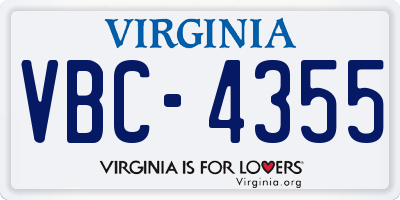 VA license plate VBC4355