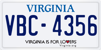 VA license plate VBC4356