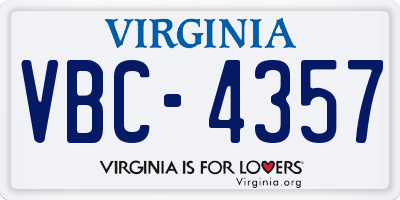 VA license plate VBC4357