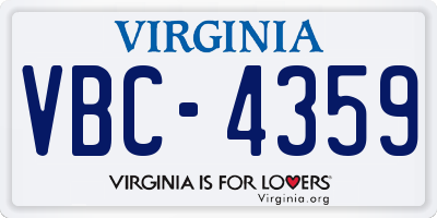 VA license plate VBC4359