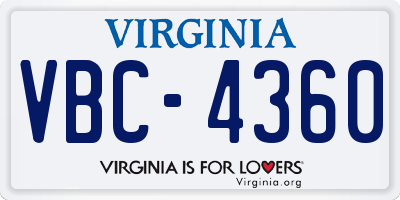 VA license plate VBC4360