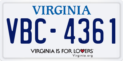 VA license plate VBC4361
