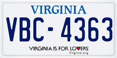 VA license plate VBC4363