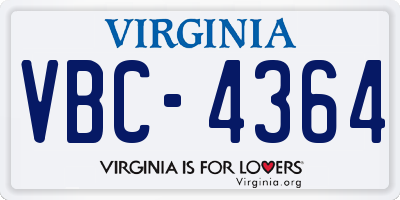 VA license plate VBC4364