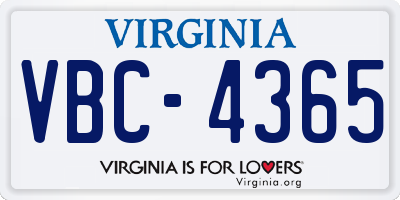 VA license plate VBC4365