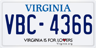 VA license plate VBC4366