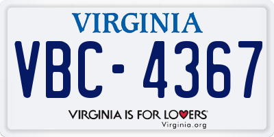 VA license plate VBC4367