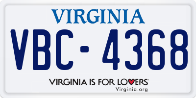 VA license plate VBC4368