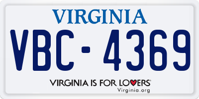 VA license plate VBC4369