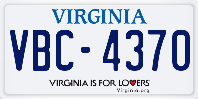 VA license plate VBC4370
