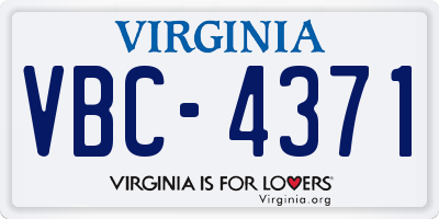 VA license plate VBC4371