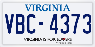 VA license plate VBC4373