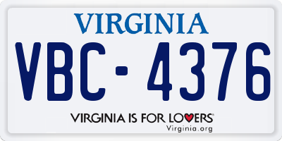 VA license plate VBC4376