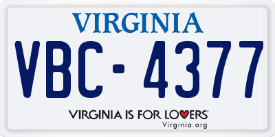 VA license plate VBC4377