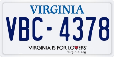 VA license plate VBC4378
