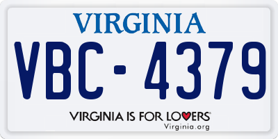 VA license plate VBC4379