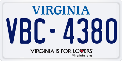 VA license plate VBC4380