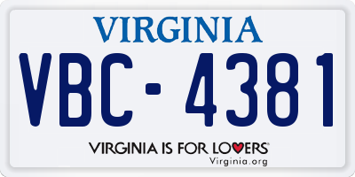 VA license plate VBC4381