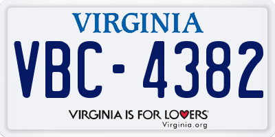 VA license plate VBC4382