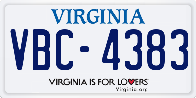 VA license plate VBC4383