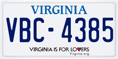 VA license plate VBC4385