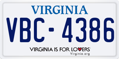 VA license plate VBC4386